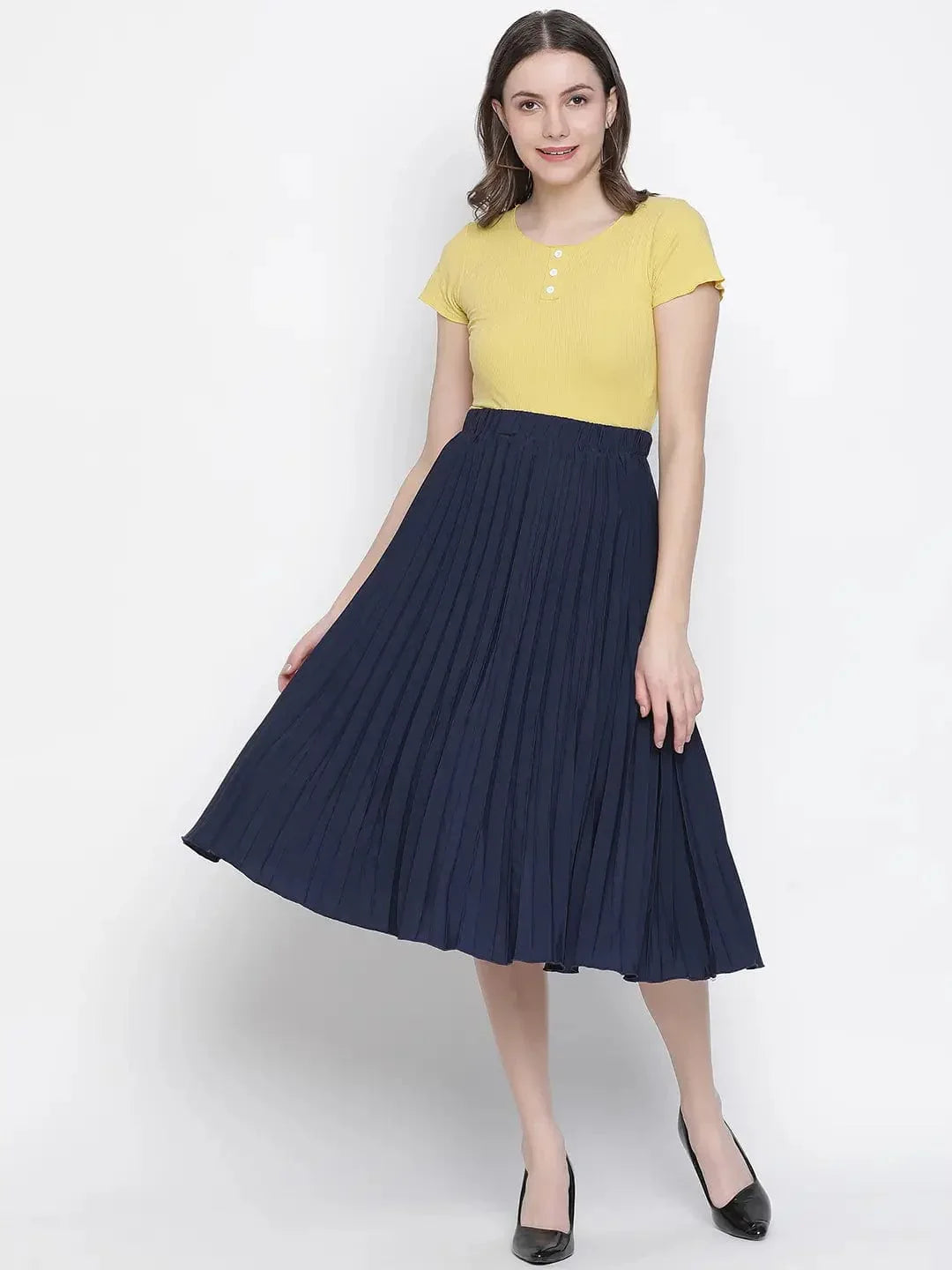Queen Fairy Blue Color Pleated Women Skirt - oxolloxo