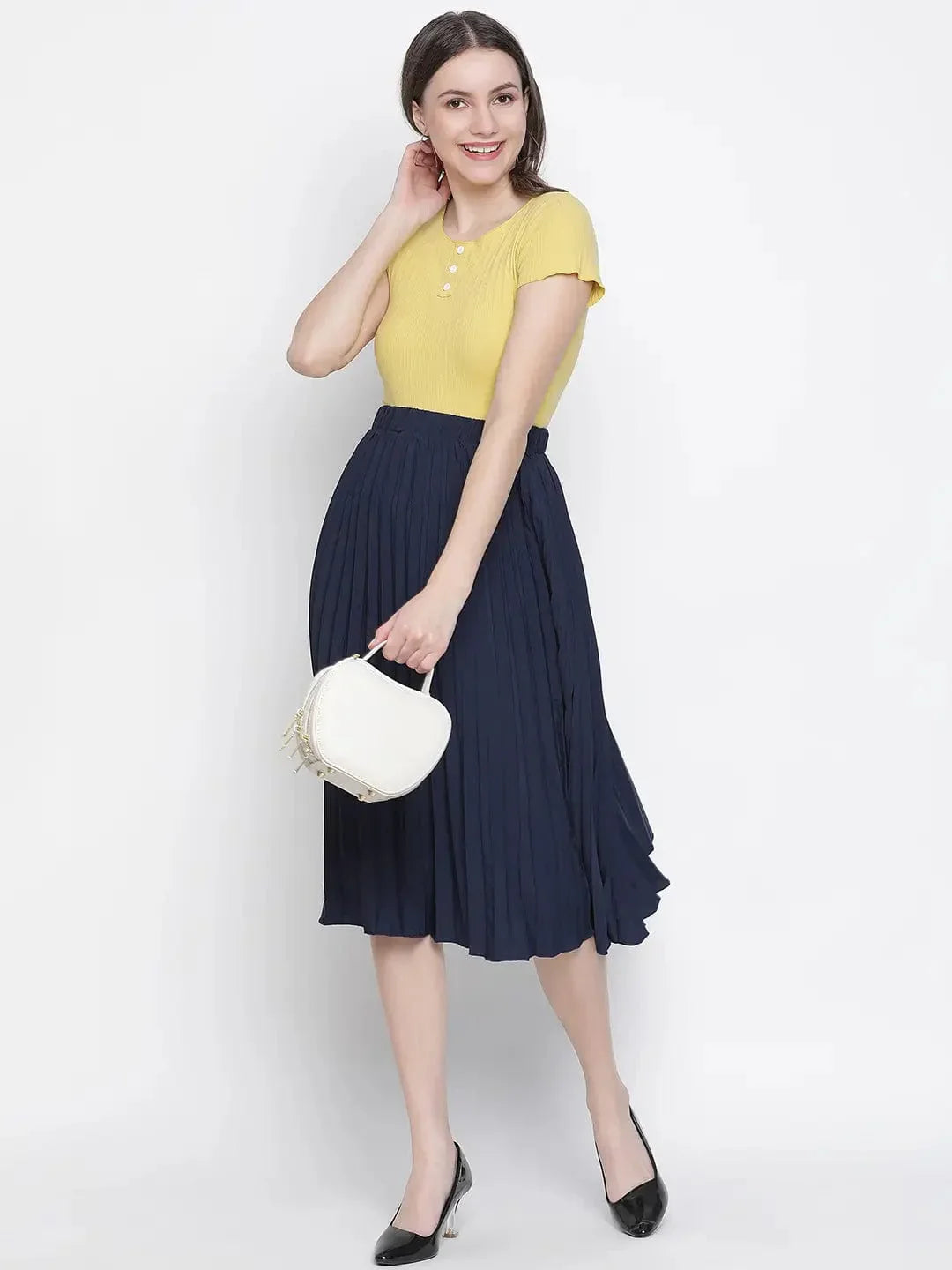 Queen Fairy Blue Color Pleated Women Skirt - oxolloxo