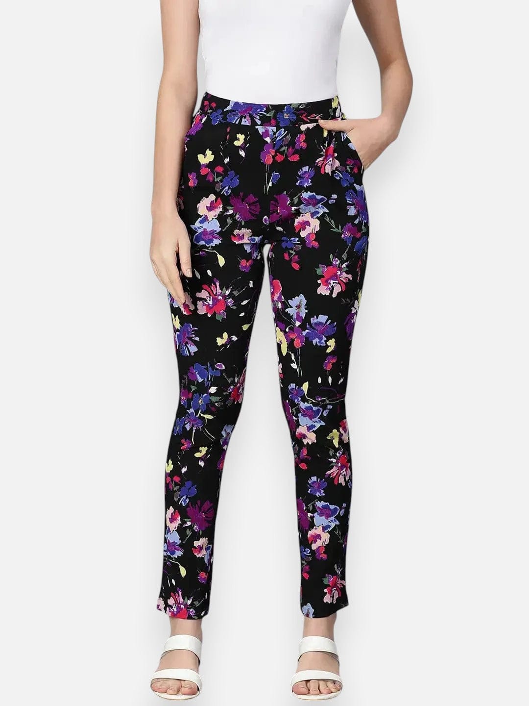 Women's Black Floral Pant