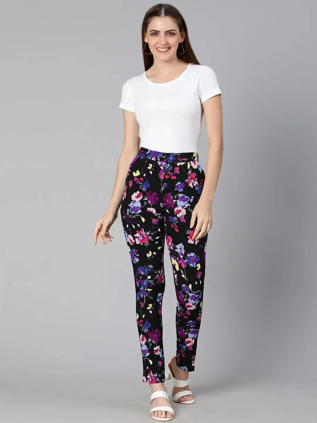 Women's Black Floral Pant