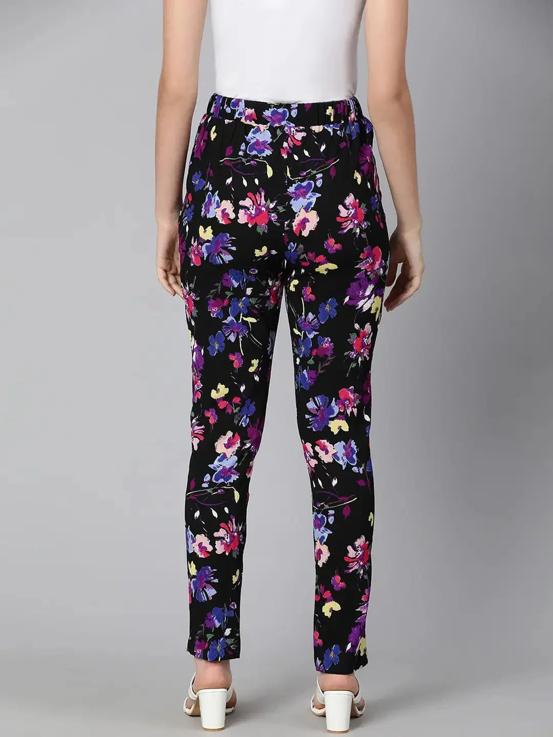 Women's Black Floral Pant