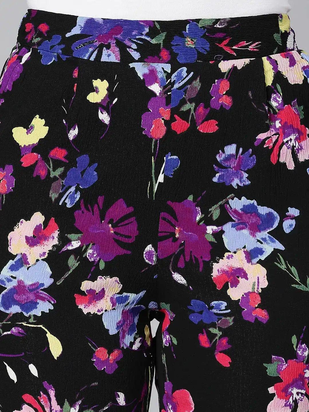 Women's Black Floral Pant