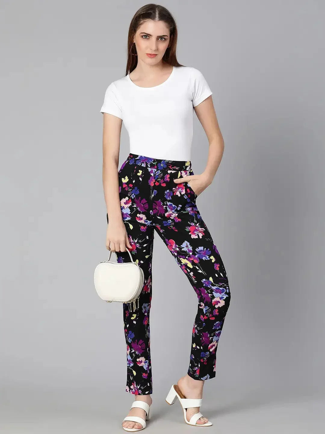 Women's Black Floral Pant