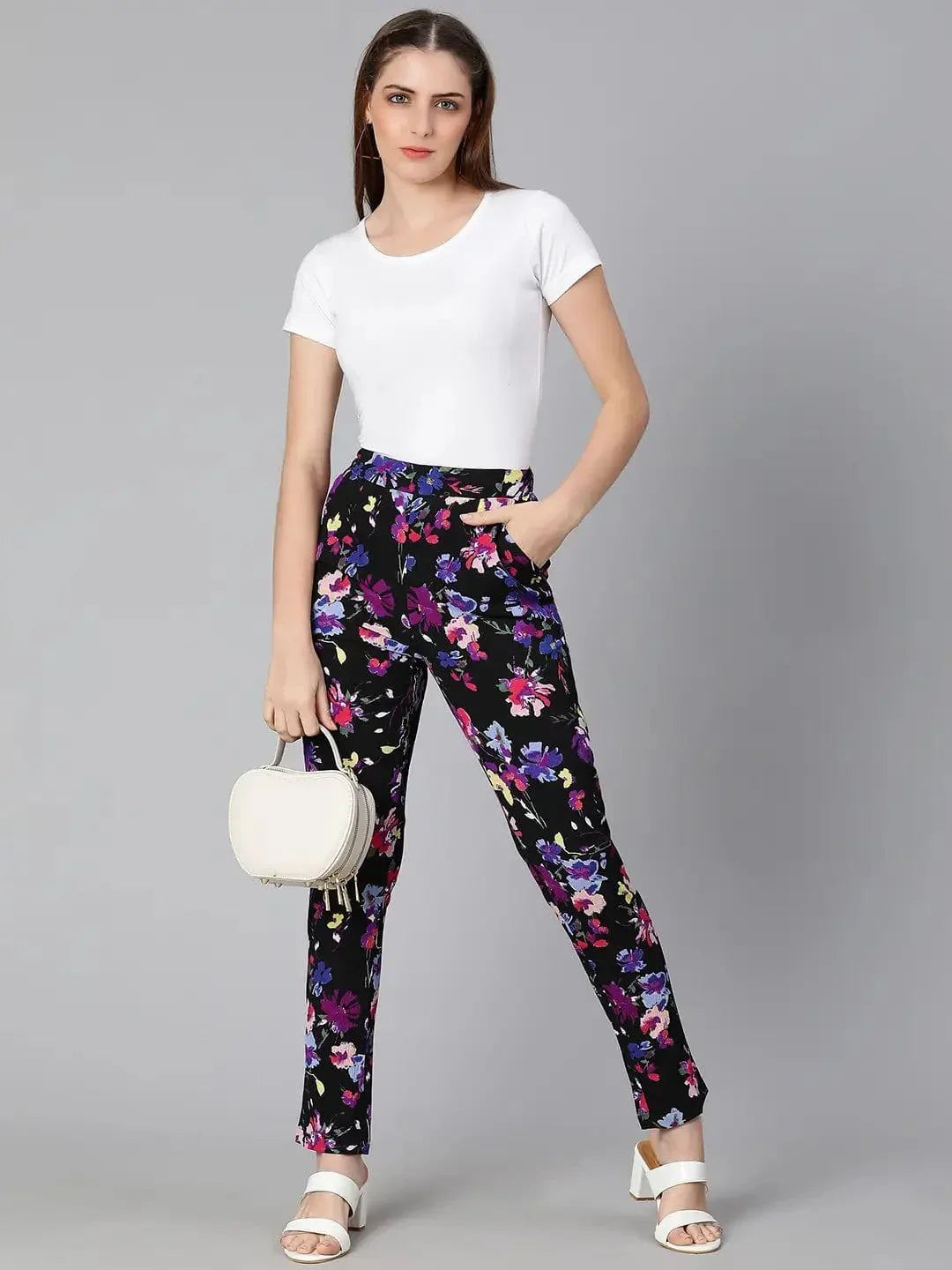 Women's Black Floral Pant