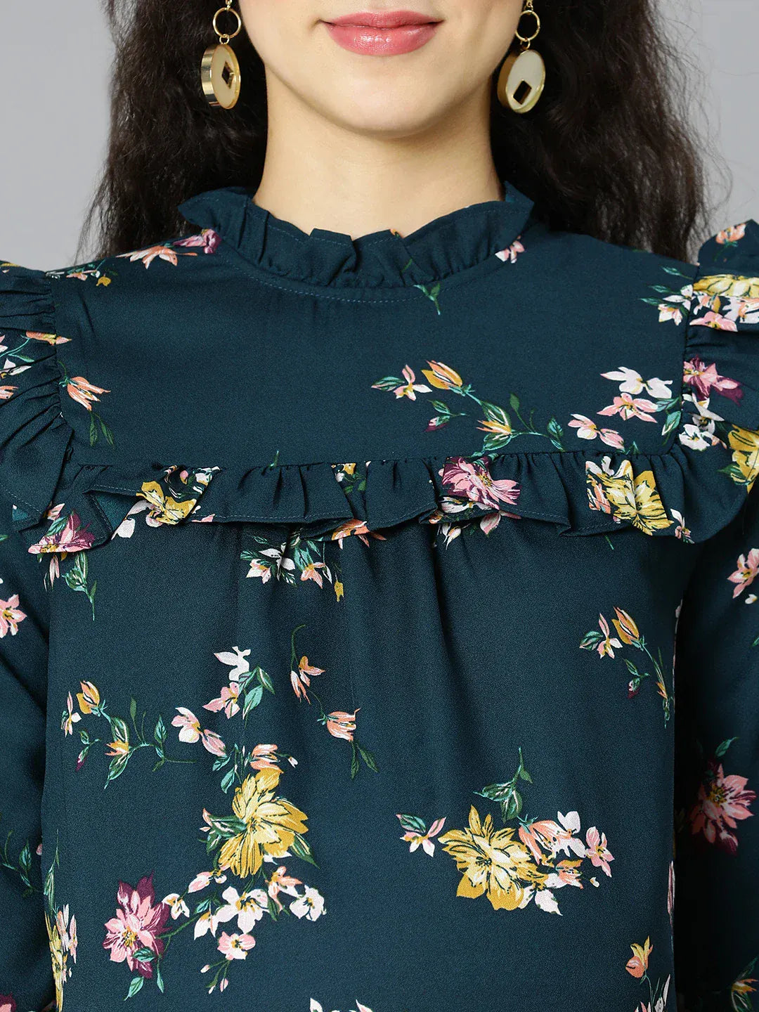 Women Green Floral Print Maternity Top