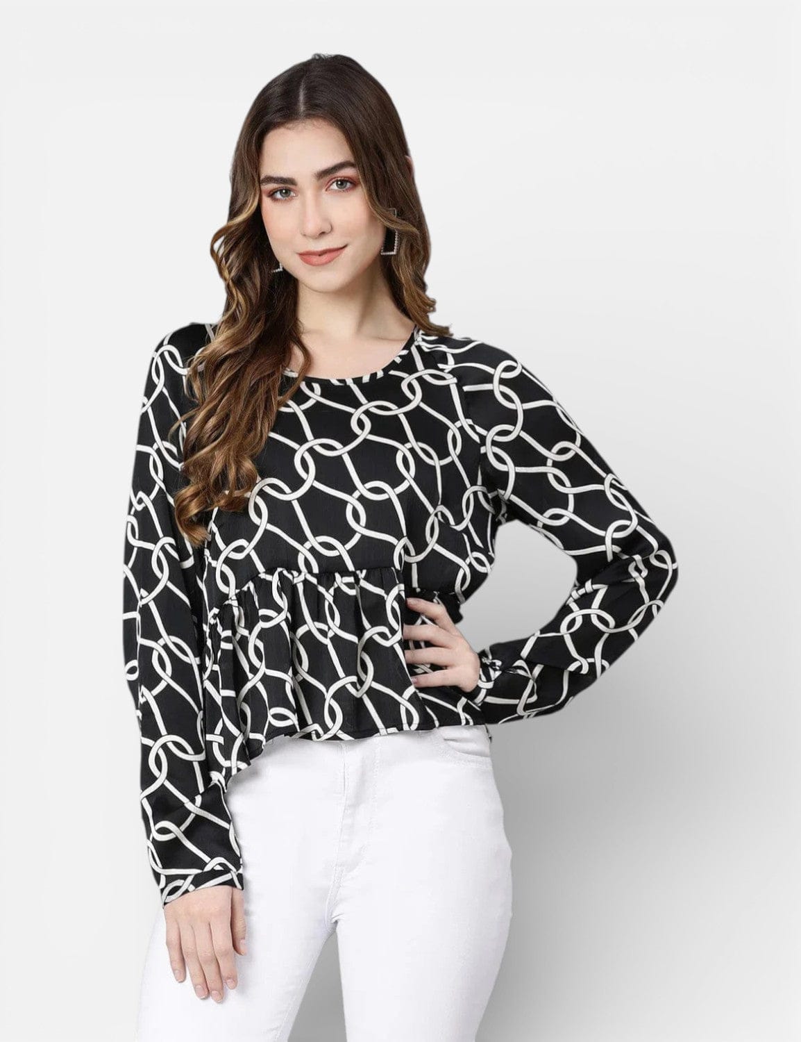 Women's Black Printed Top