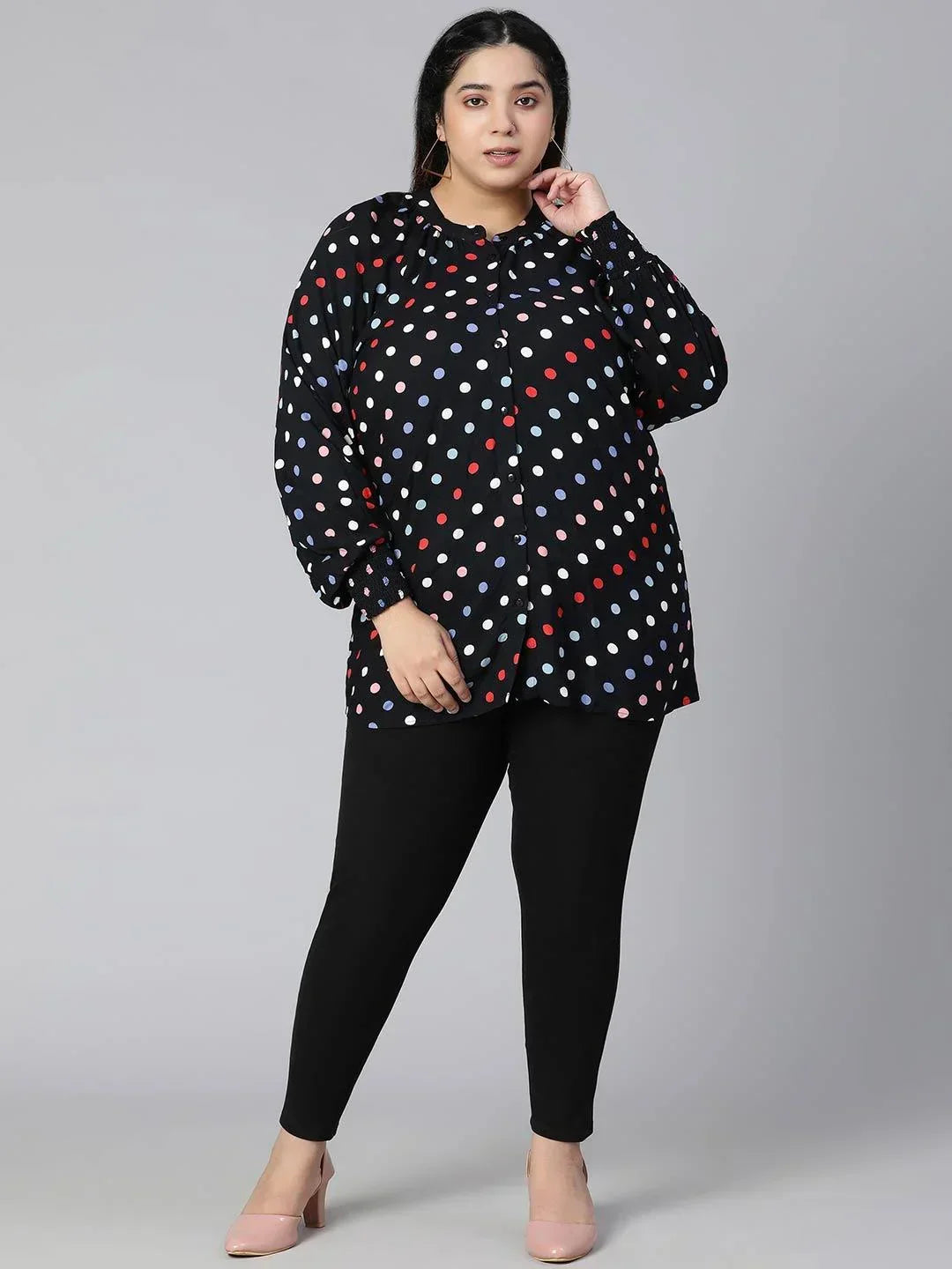 Ablaze Polka Dot Plus Size Women Casual Loopy Top Today - oxolloxo