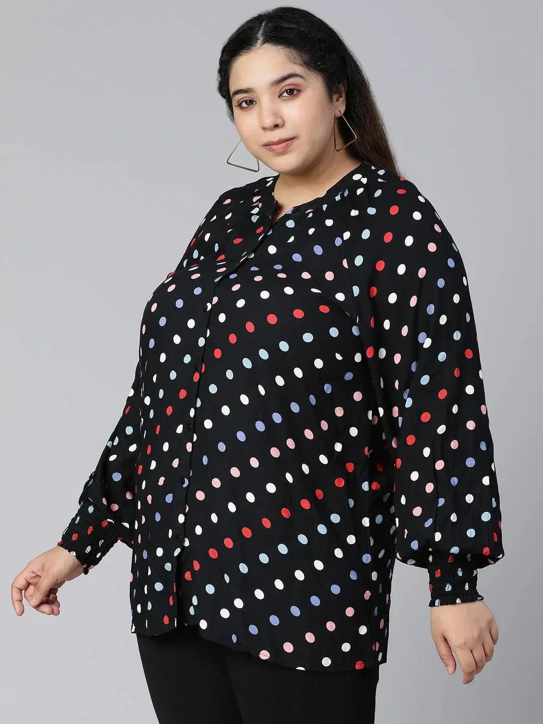 Ablaze Polka Dot Plus Size Women Casual Loopy Top Today - oxolloxo