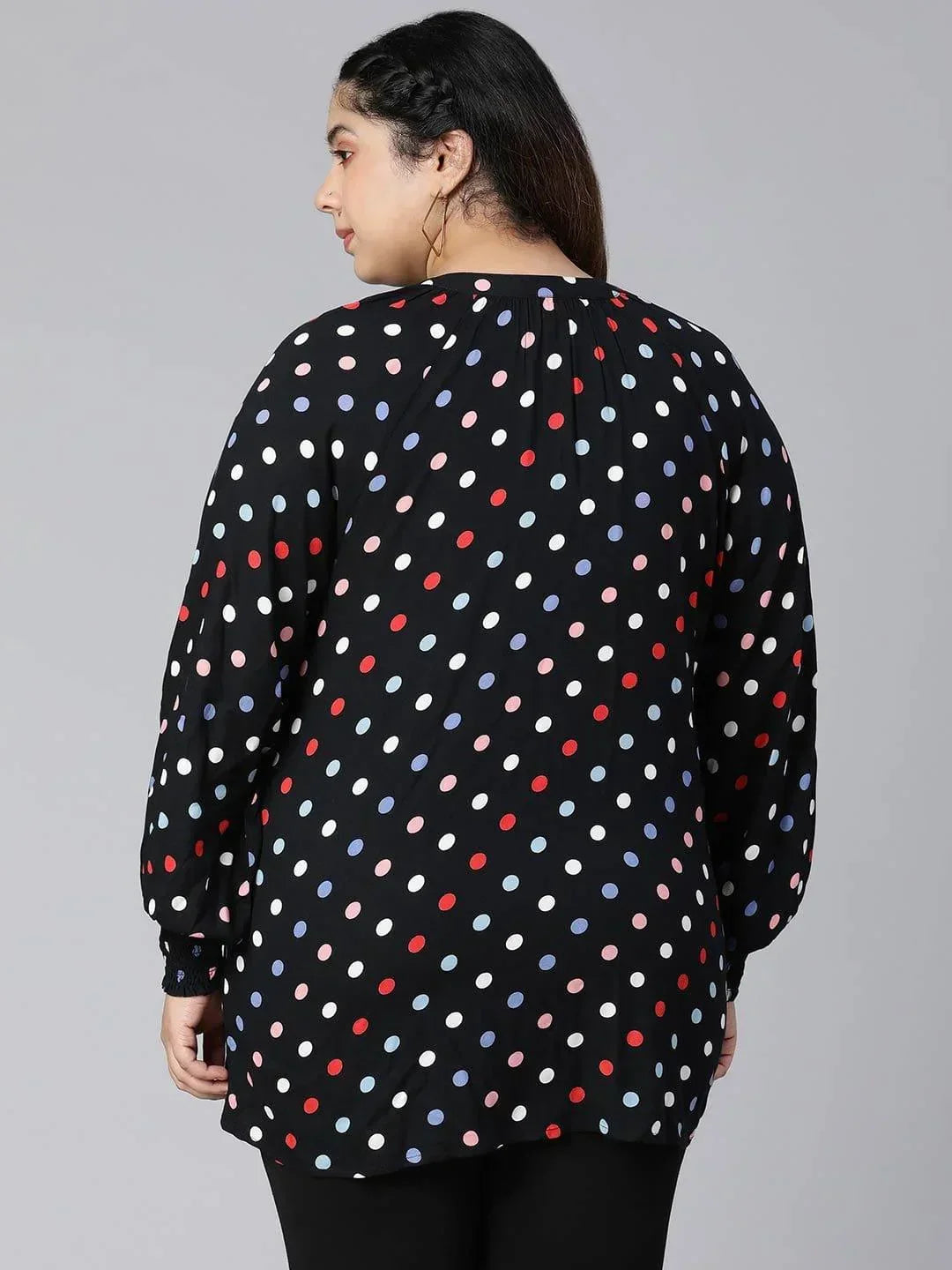 Ablaze Polka Dot Plus Size Women Casual Loopy Top Today - oxolloxo