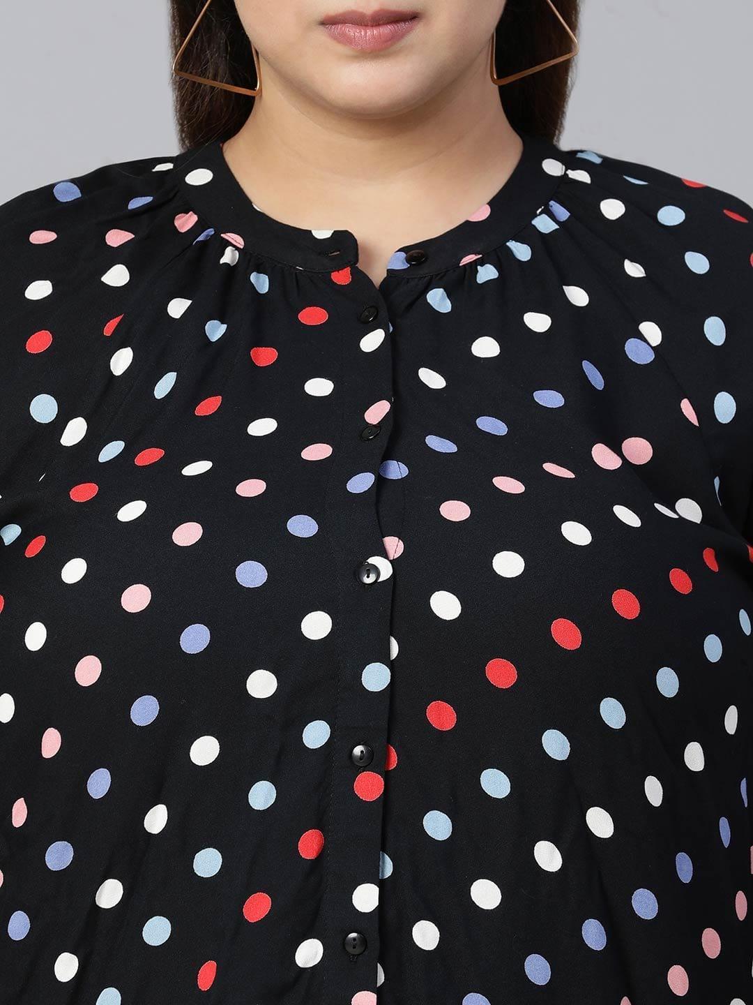 Ablaze Polka Dot Plus Size Women Casual Loopy Top Today - oxolloxo