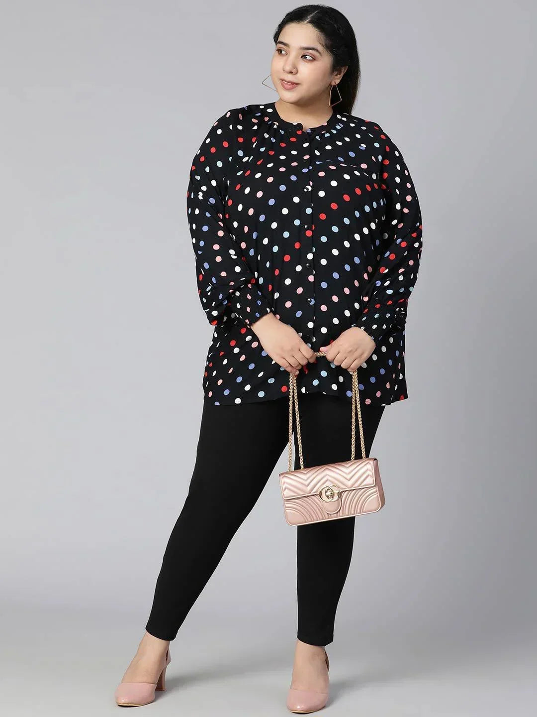 Ablaze Polka Dot Plus Size Women Casual Loopy Top Today - oxolloxo