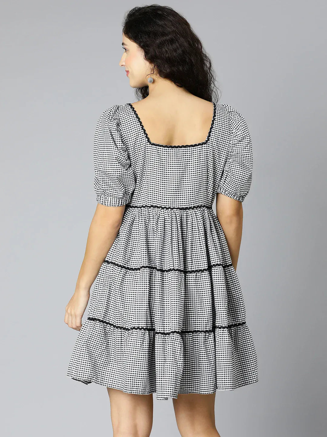 Black Check Cotton Dress