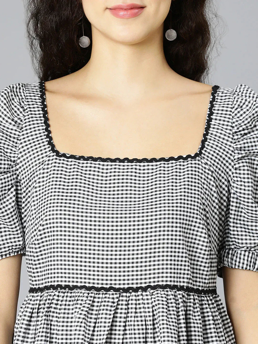 Black Check Cotton Dress