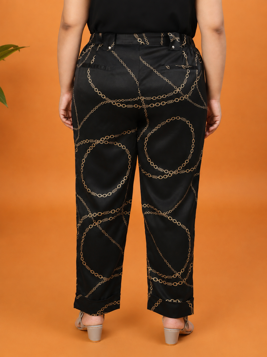Plus Size Black Printed Pant