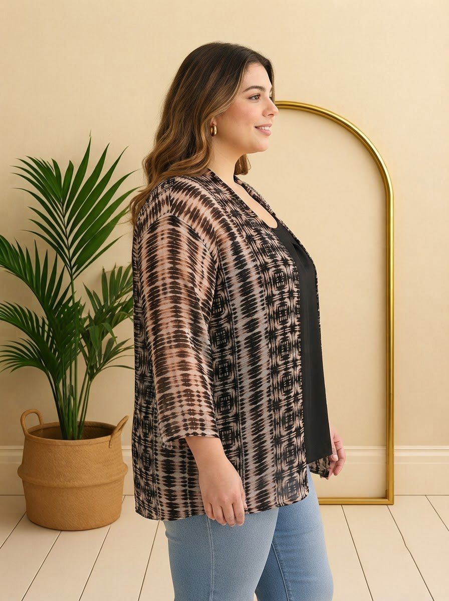 Plus Size multicolor Printed Shrug