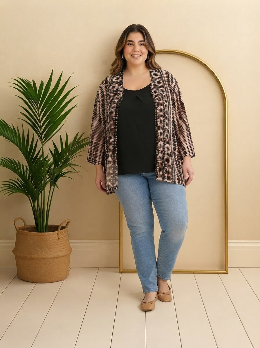 Plus Size multicolor Printed Shrug