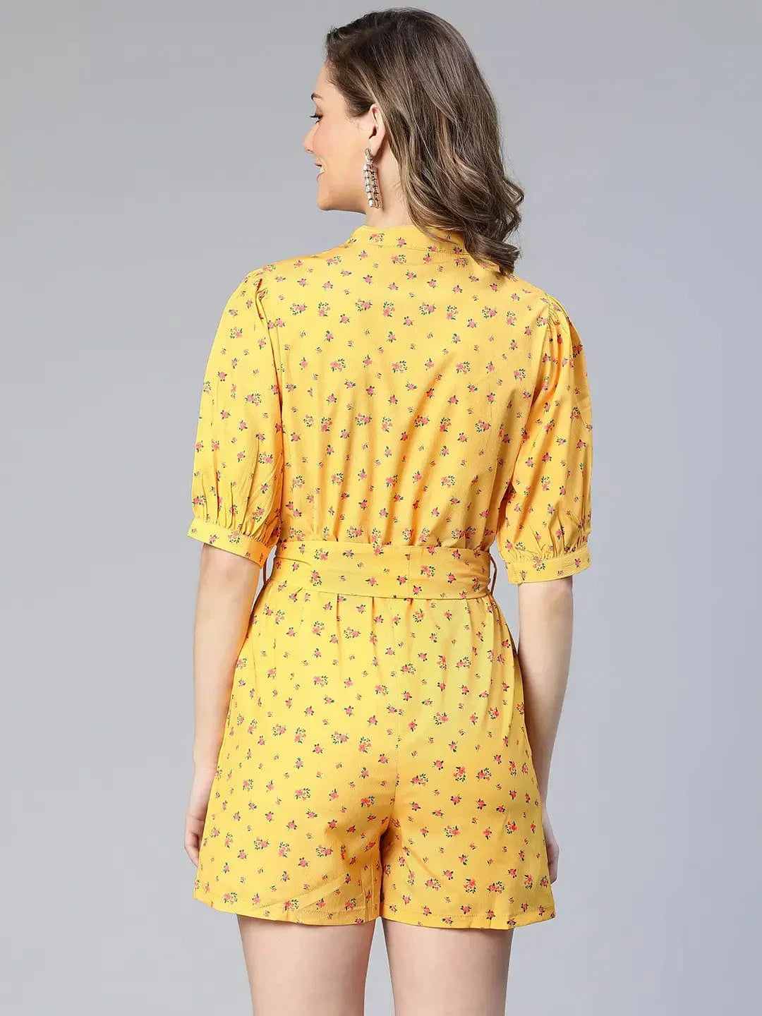 Women Yellow Floral Print Playsuit