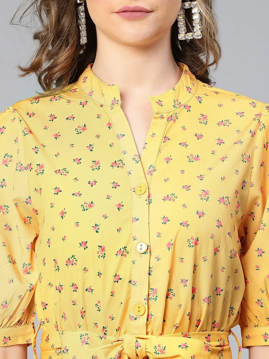 Women Yellow Floral Print Playsuit
