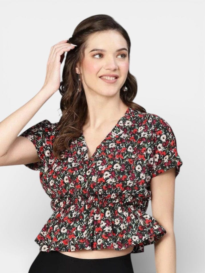 Women's Multicolor Floral Print Top
