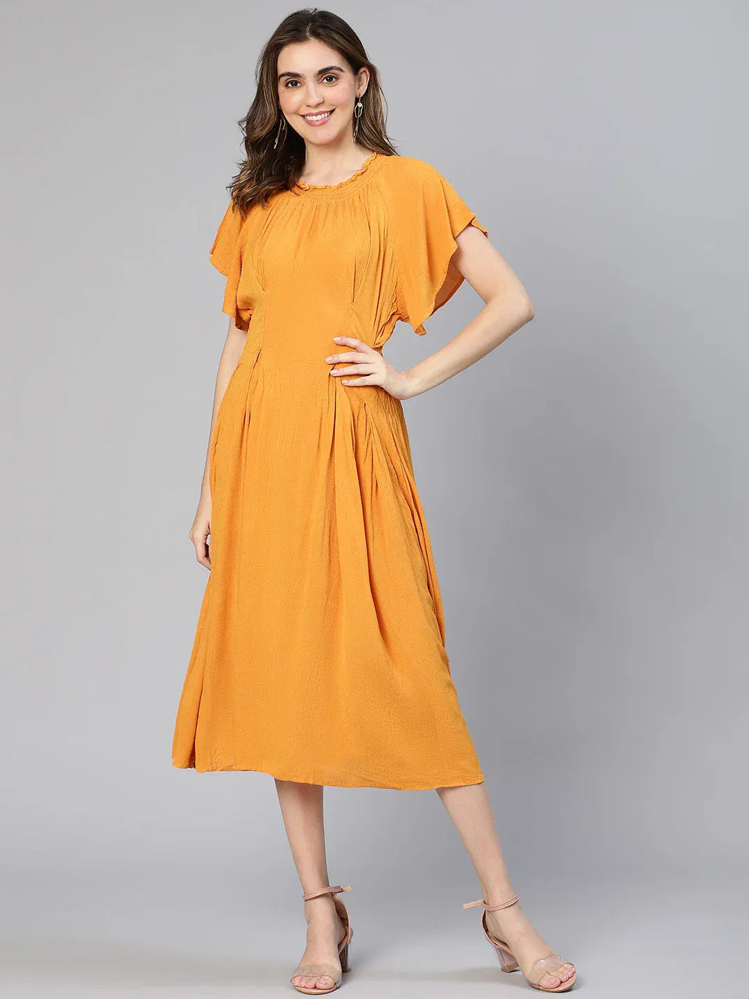 Women Yellow Rayon Dress
