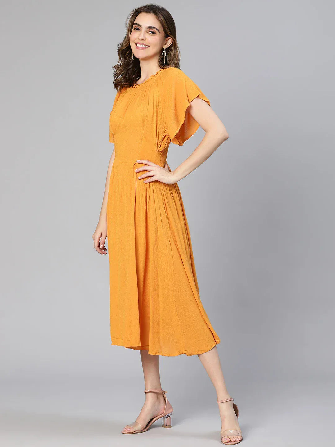 Women Yellow Rayon Dress
