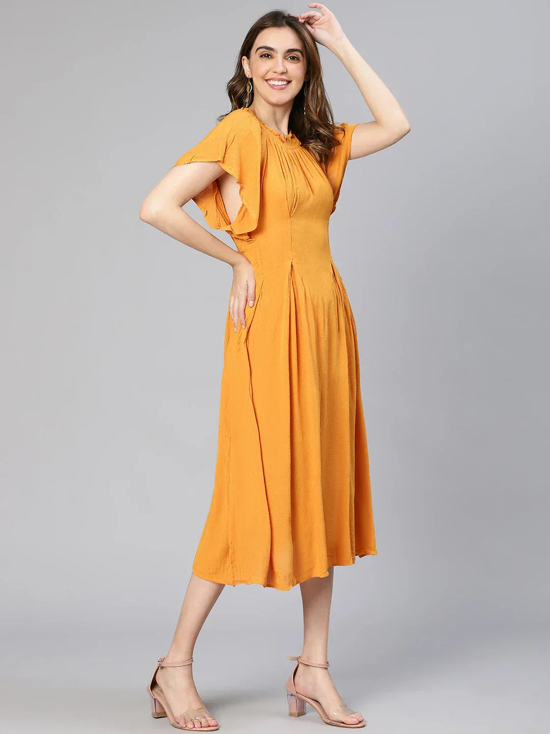 Women Yellow Rayon Dress