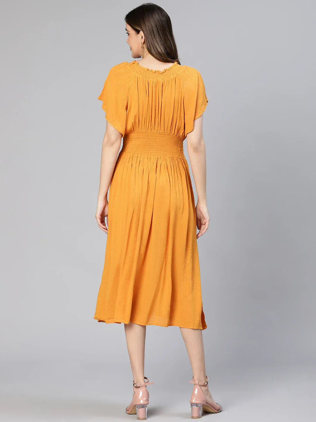 Women Yellow Rayon Dress