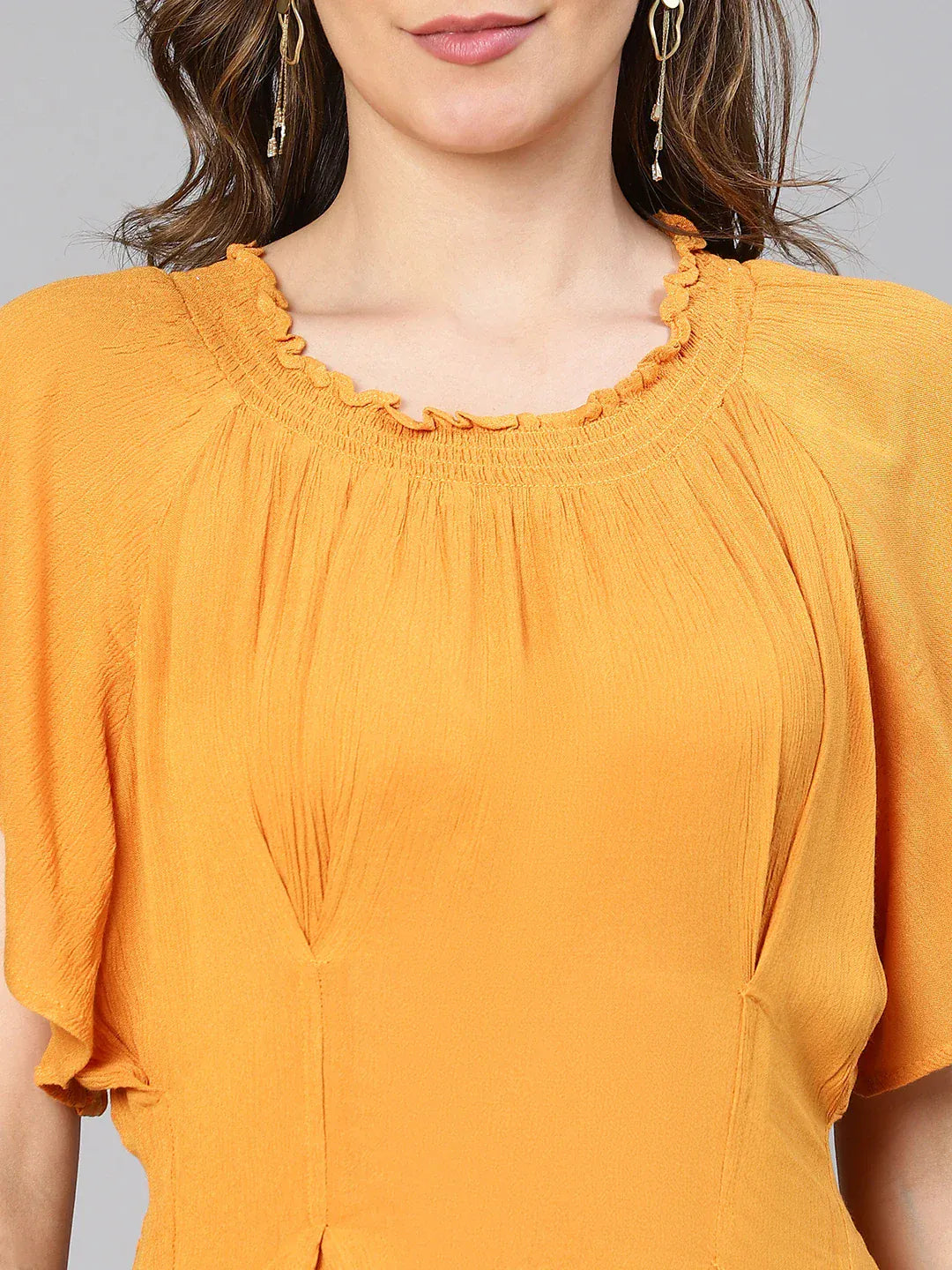 Women Yellow Rayon Dress