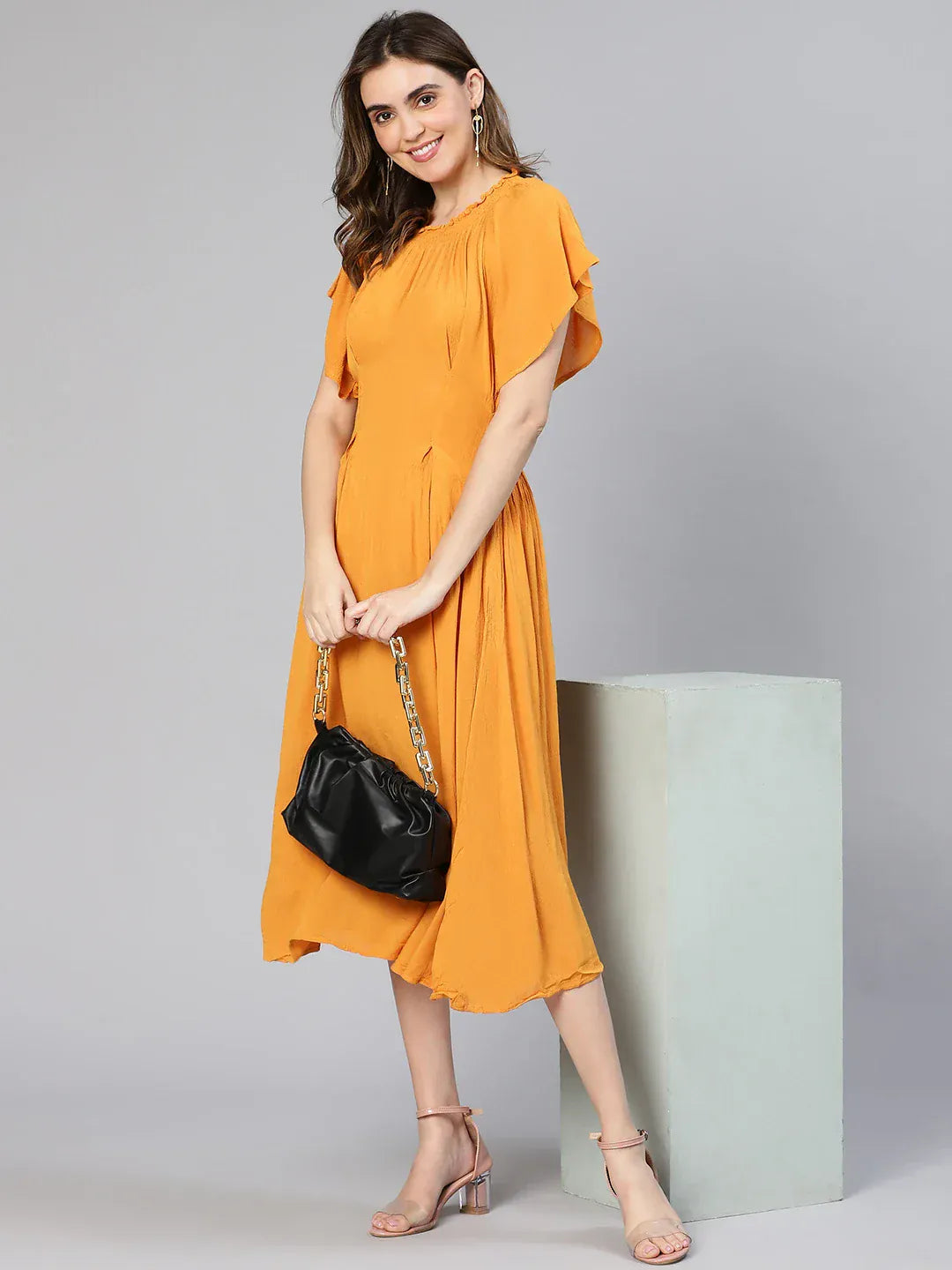 Women Yellow Rayon Dress