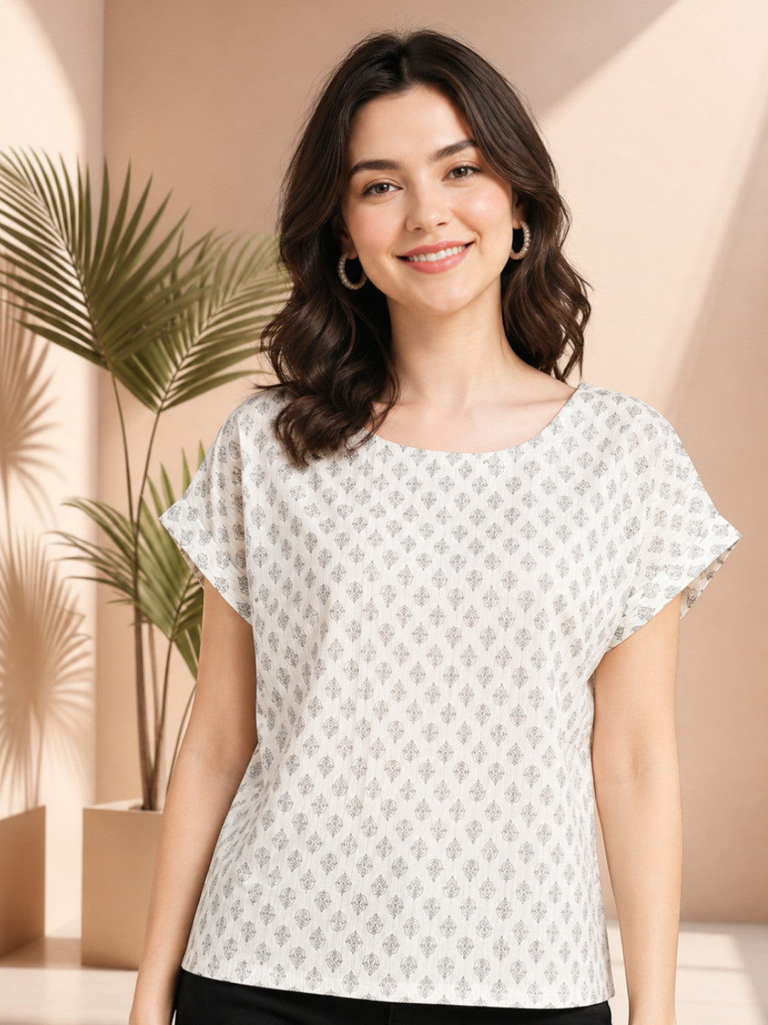 Women White Cotton Top