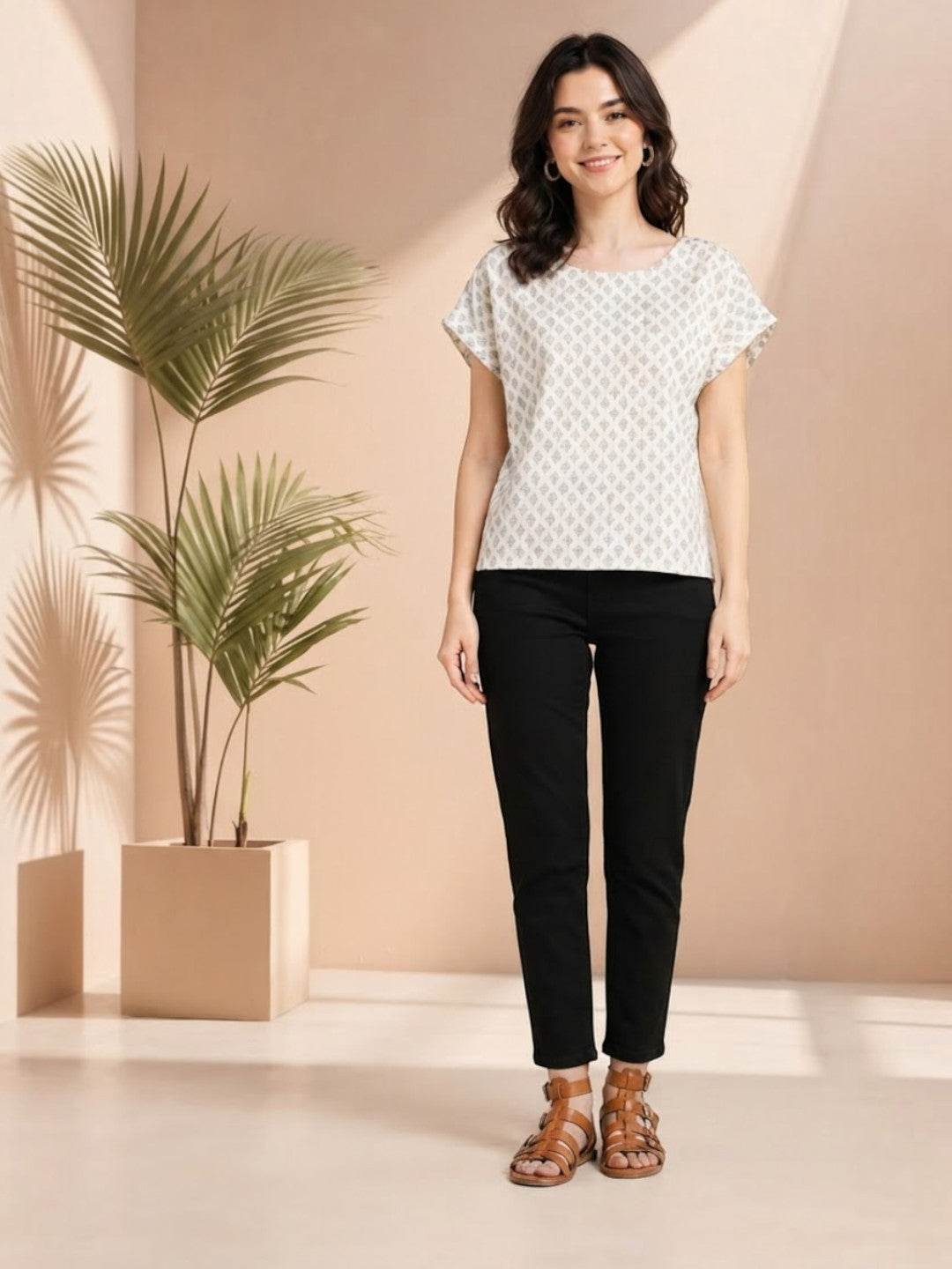 Women White Cotton Top Oxolloxo