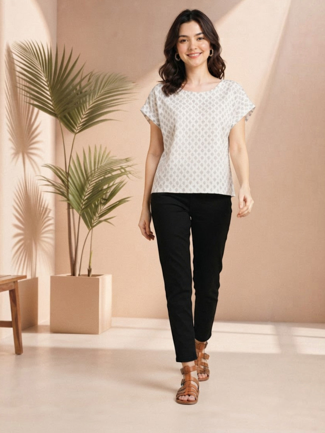 Women White Cotton Top Oxolloxo