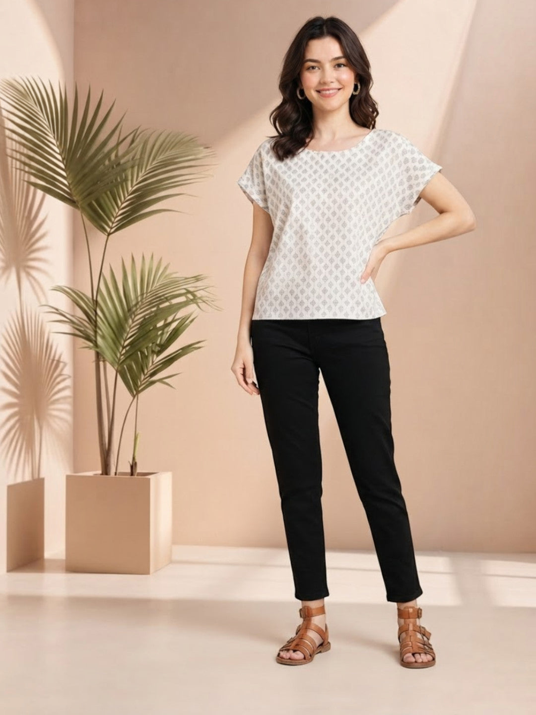 Women White Cotton Top Oxolloxo