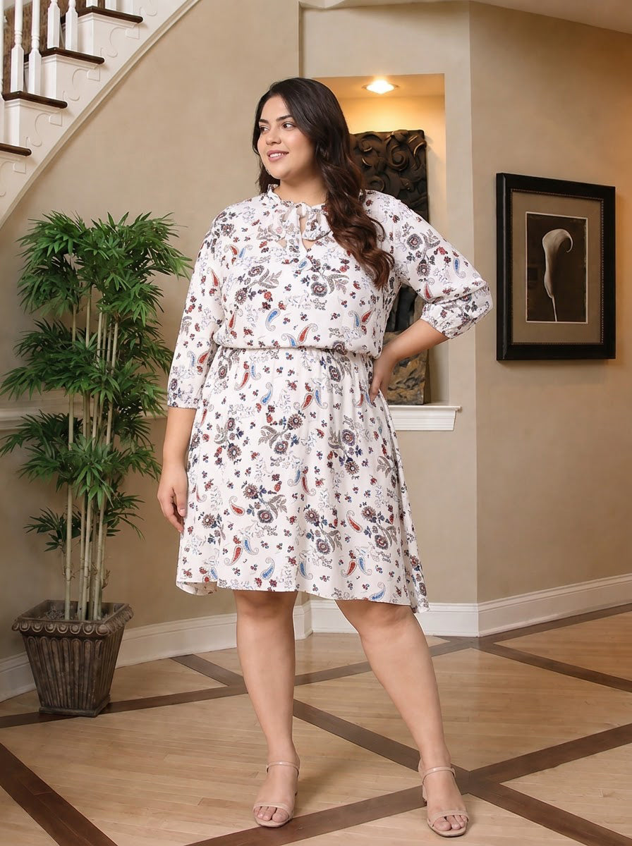 Plus Size Multicolor Print Dress
