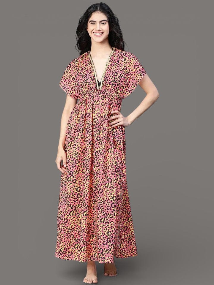 Women's Multicolor Floral Print Beachwear Cotton Dress