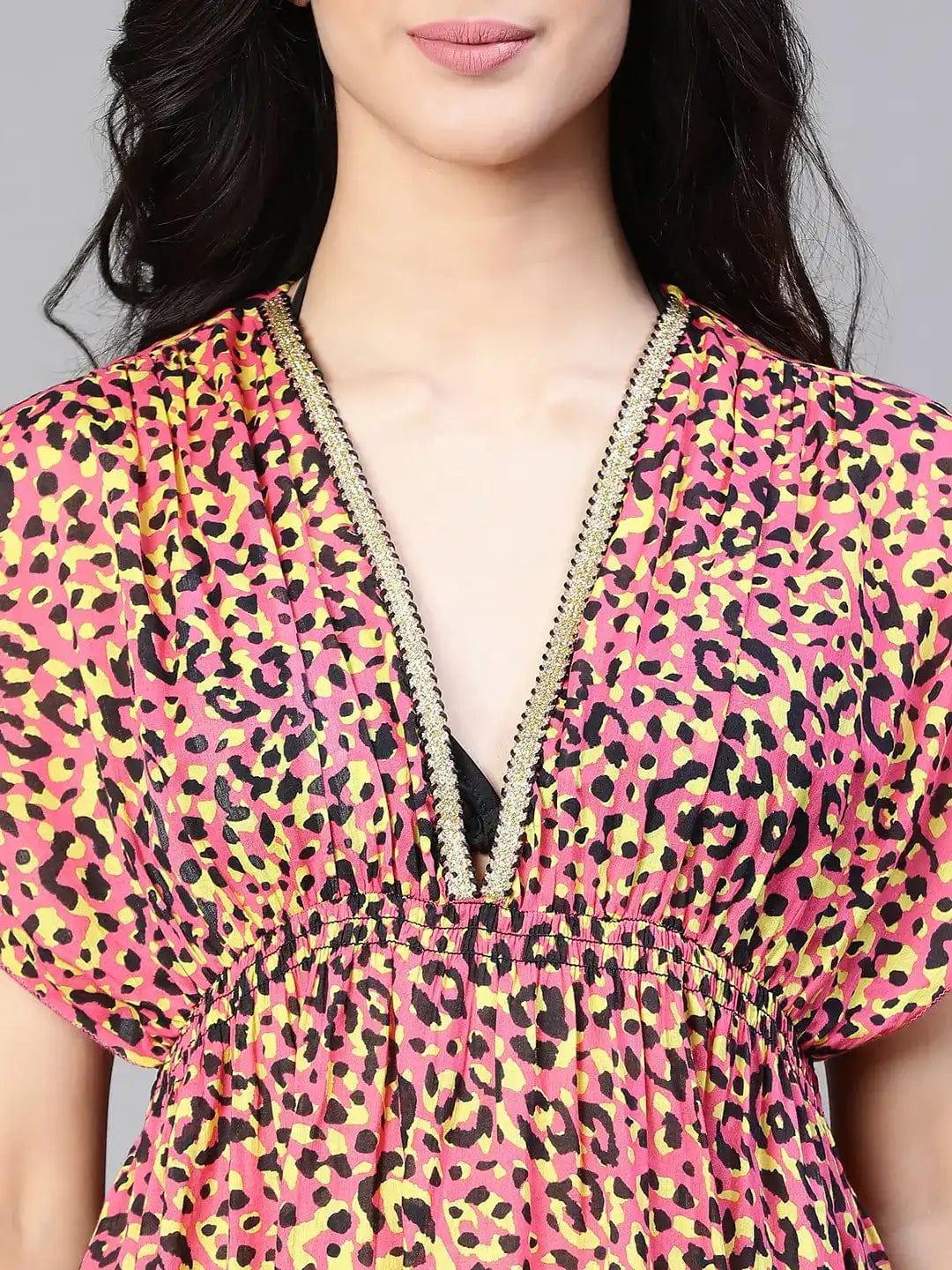 Women's Multicolor Floral Print Beachwear Cotton Dress