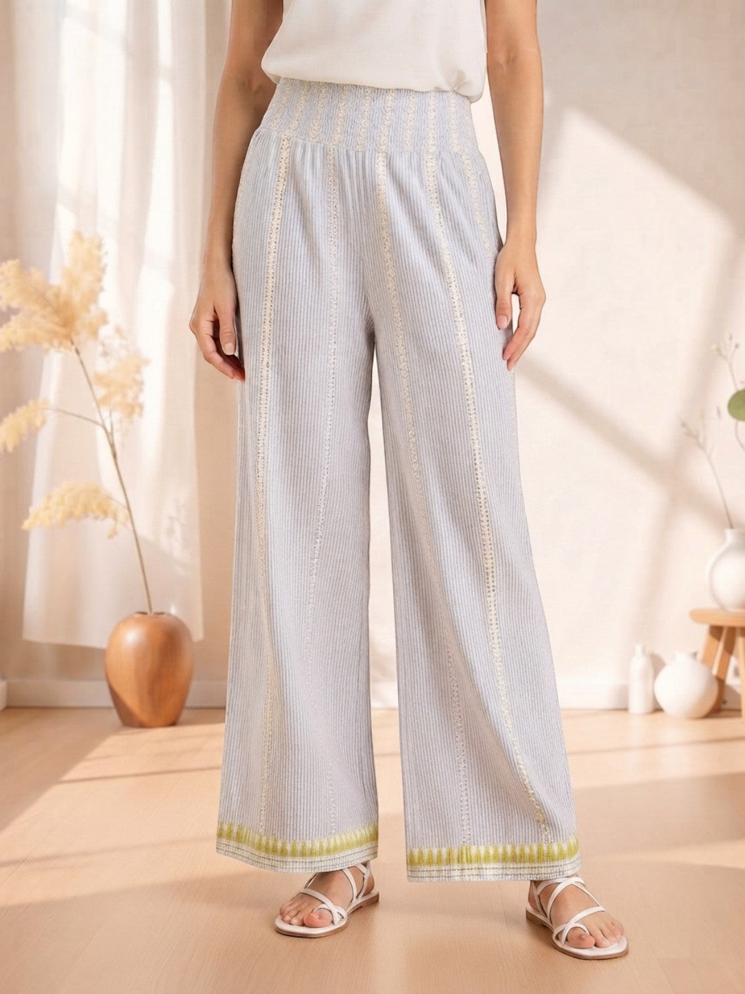Women Beige Cotton Pant