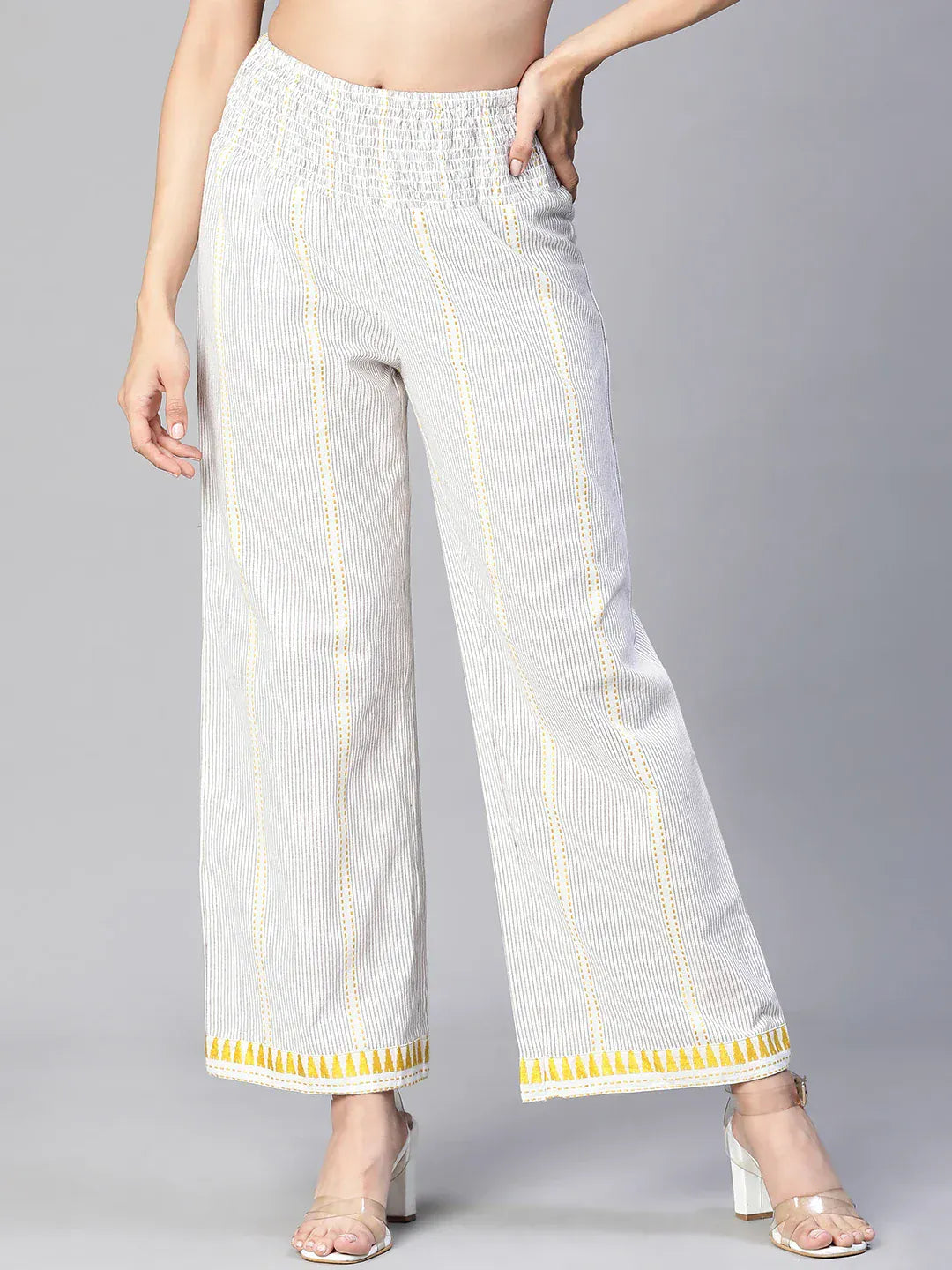 Women Beige Cotton Pant