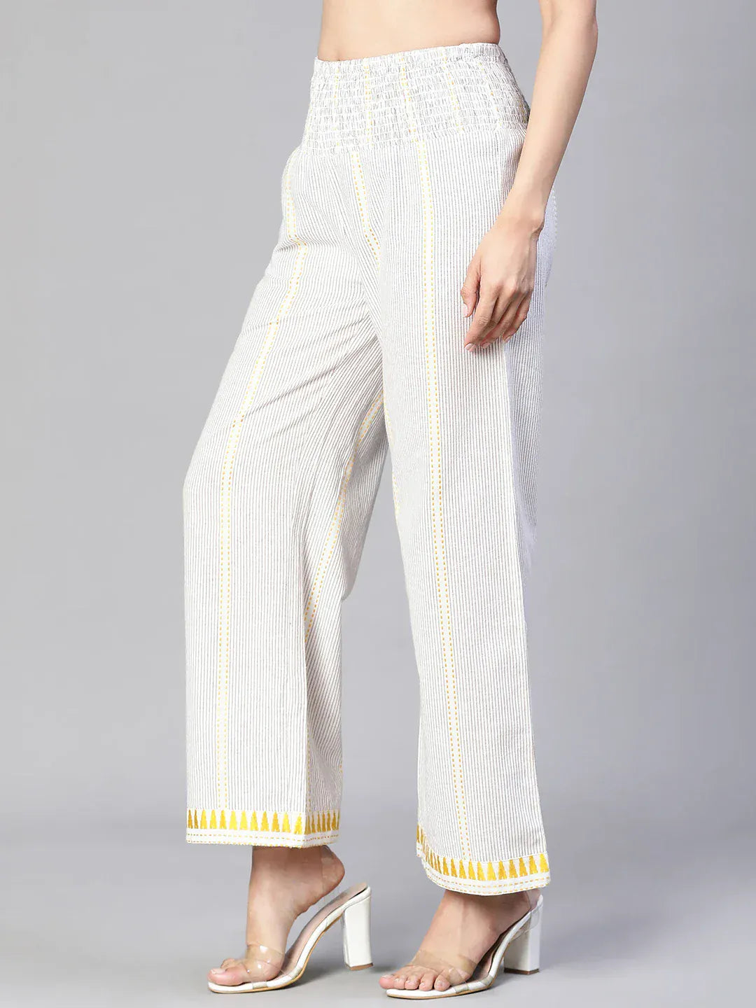 Women Beige Cotton Pant