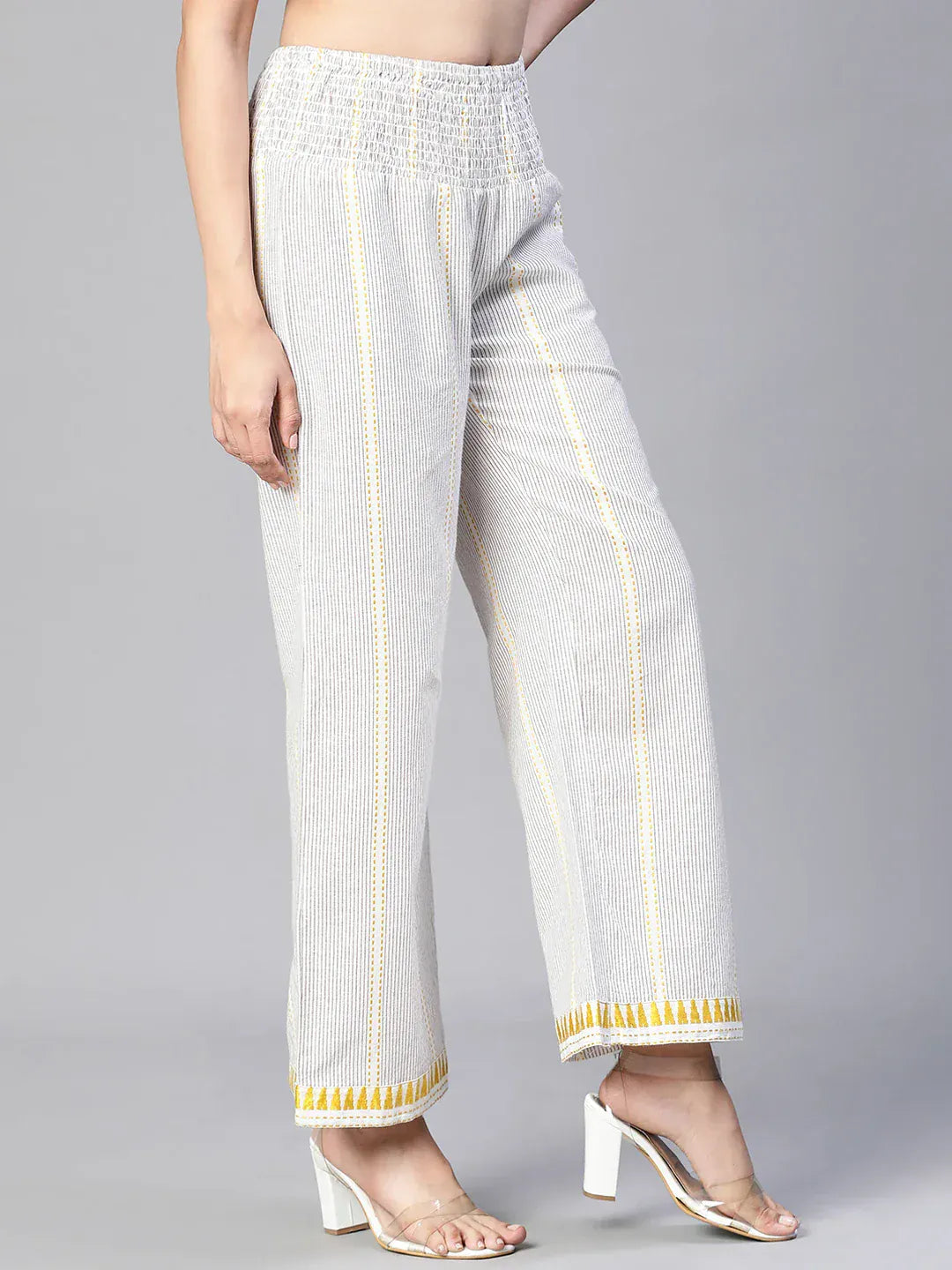 Women Beige Cotton Pant