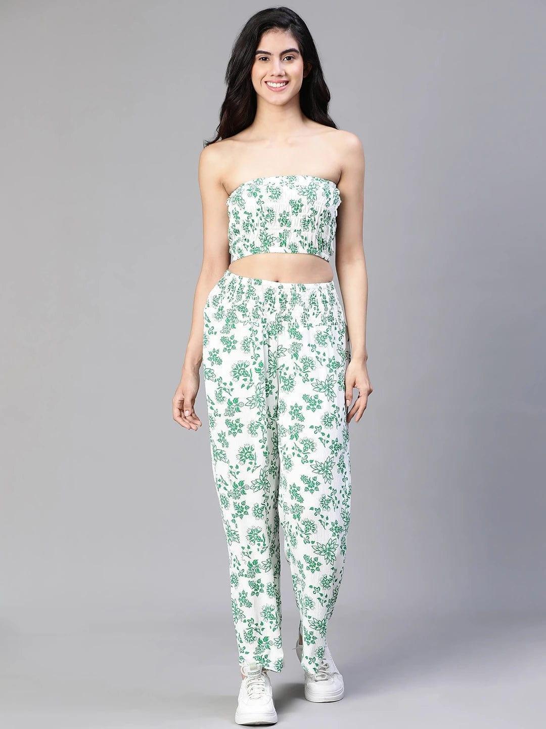 Women's Green Floral Print Co-ord Set