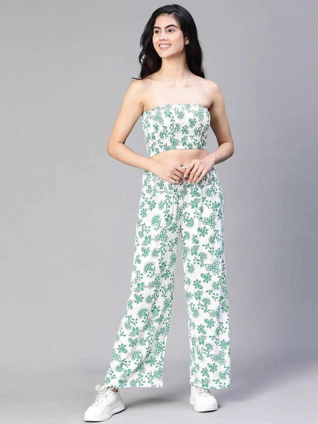 Women's Green Floral Print Co-ord Set