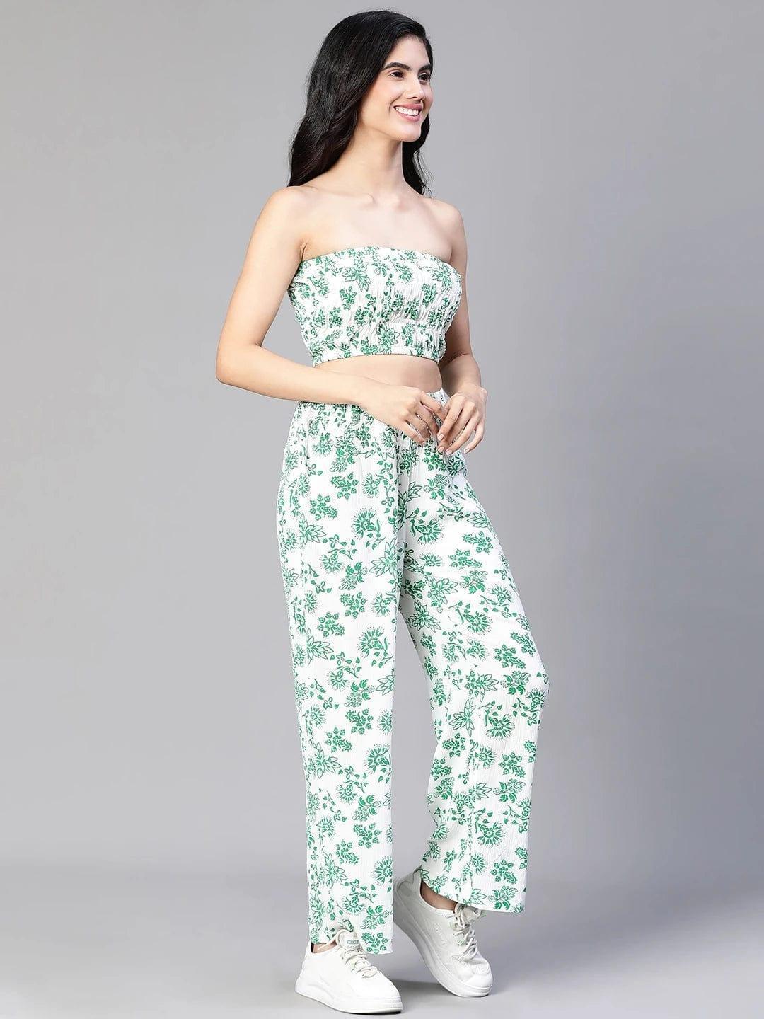Women's Green Floral Print Co-ord Set