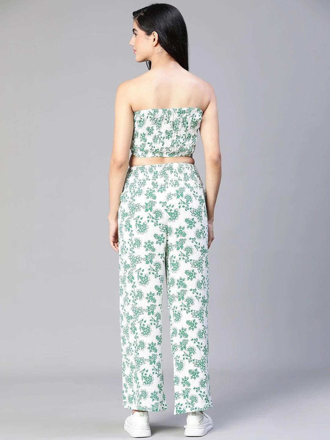 Women's Green Floral Print Co-ord Set