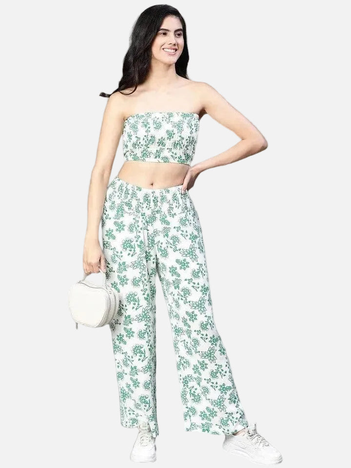 Women's Green Floral Print Co-ord Set