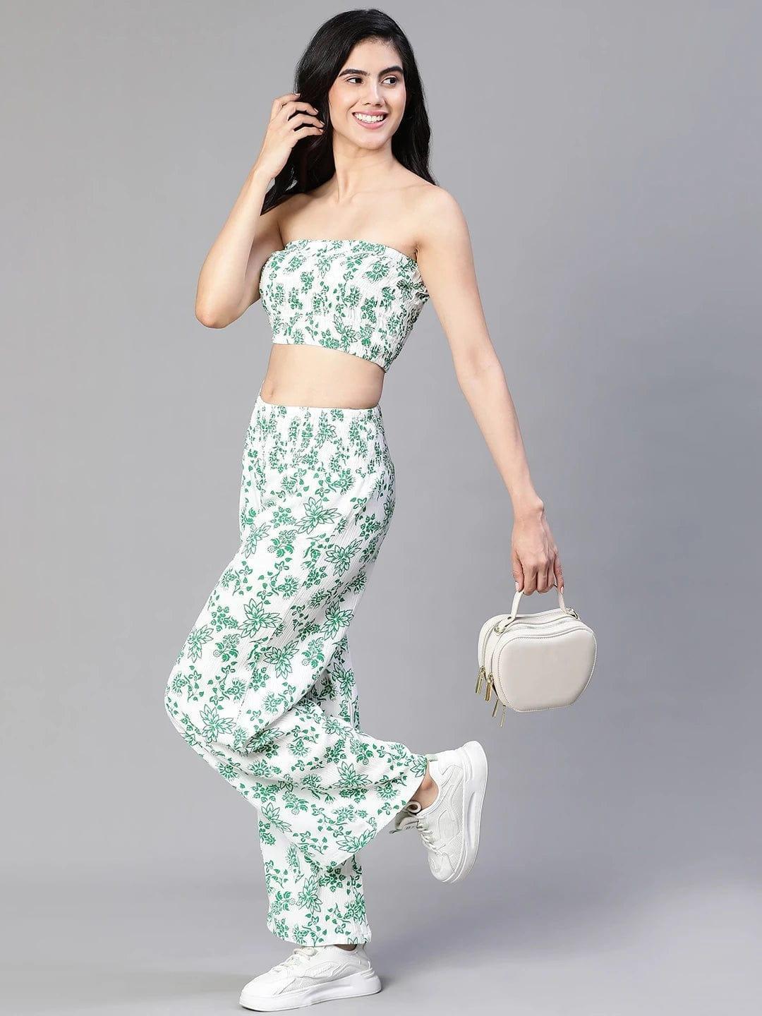 Women's Green Floral Print Co-ord Set