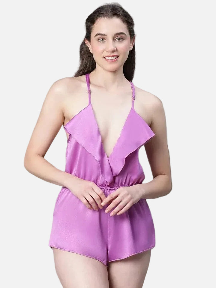 Women Purple Lingerie Beachwear Playsuit