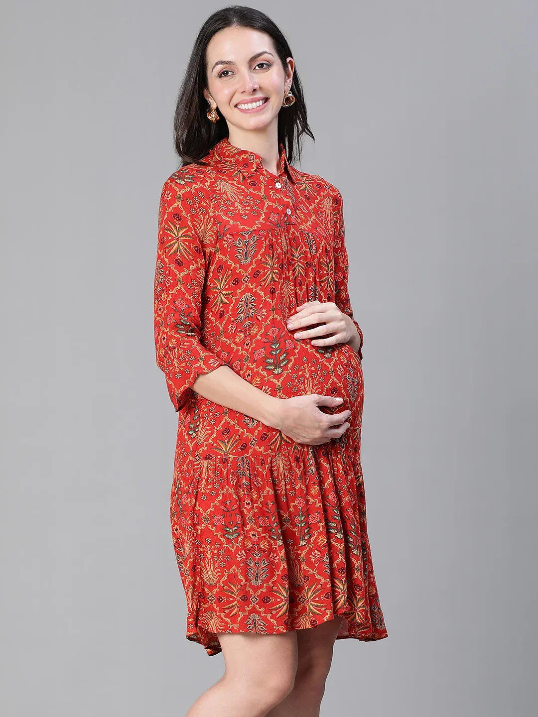 Women Red printed Maternity Dress