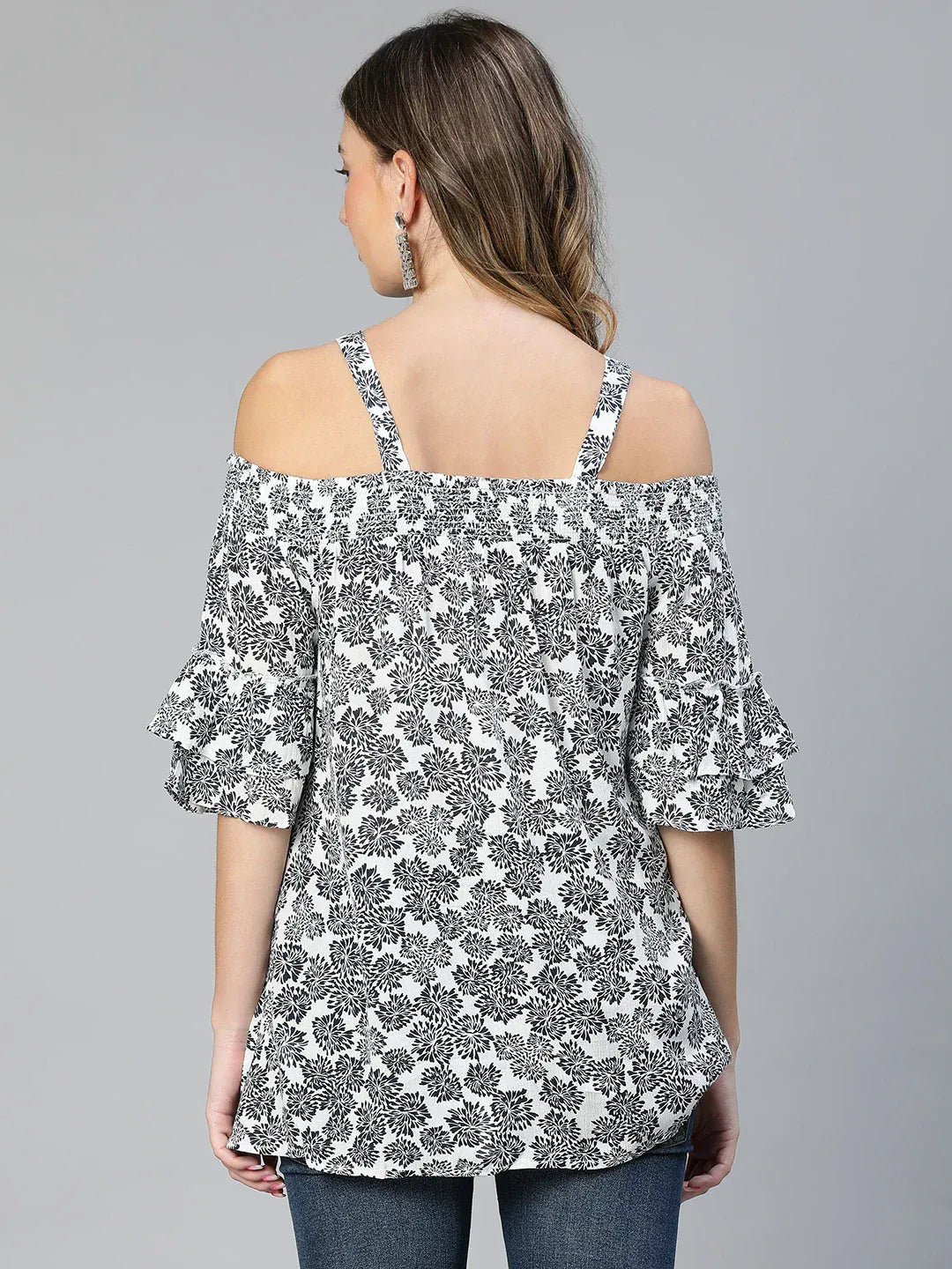 Women White Floral Maternity Top