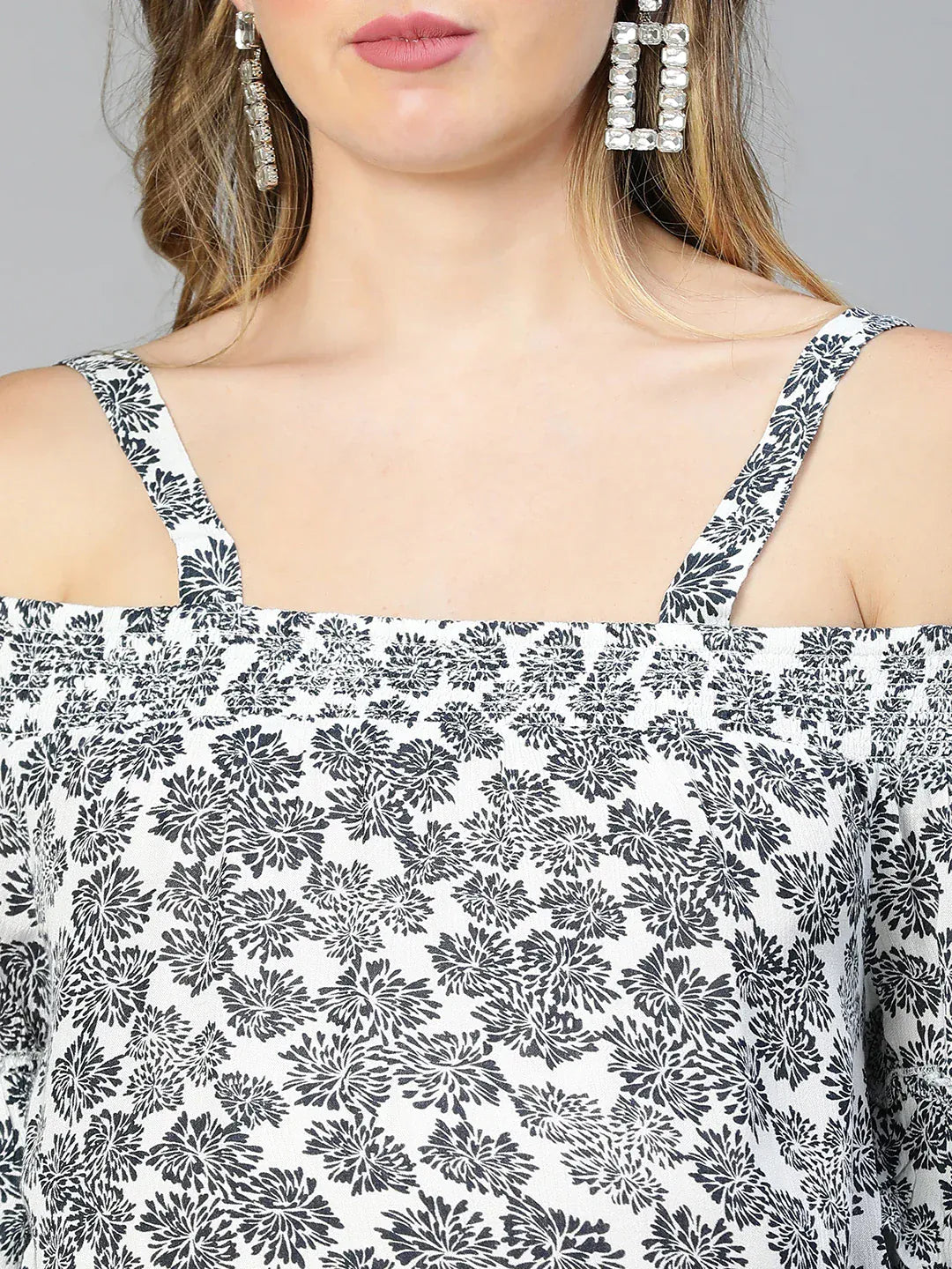 Women White Floral Maternity Top